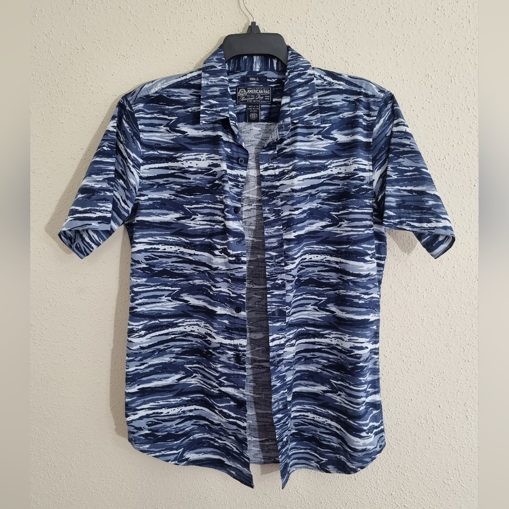 American Rag Navy and White Patterned Shirt Size S  NWOT - Picture 3 of 9